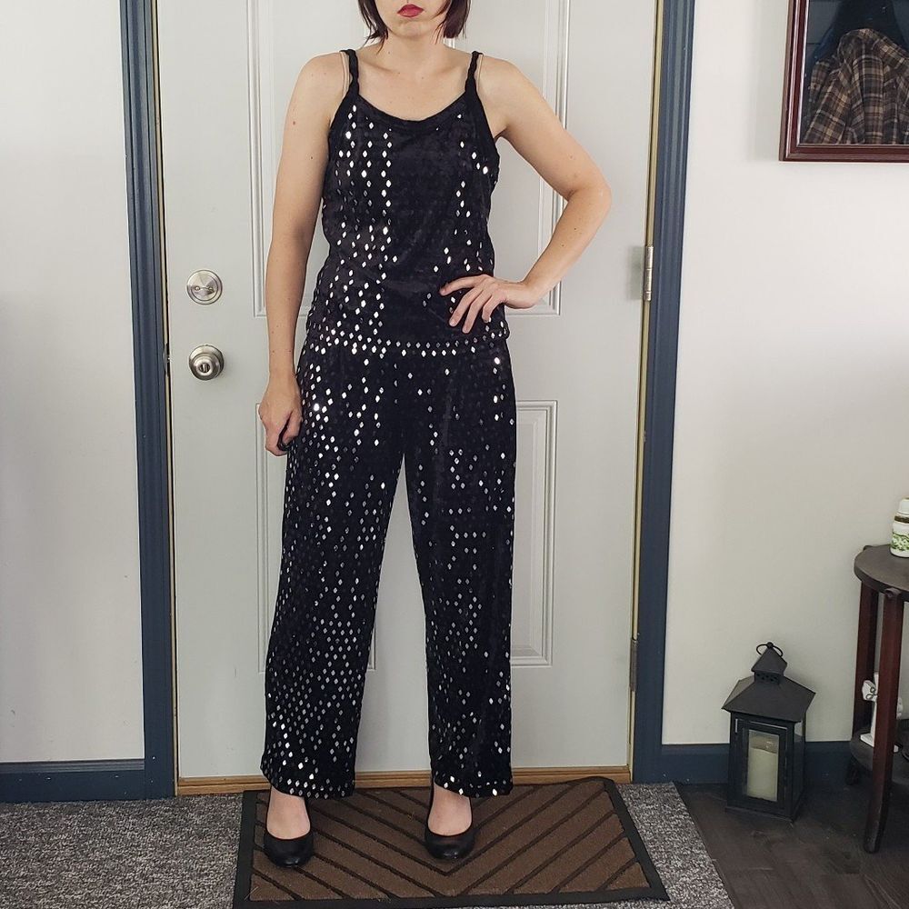 90s Black Velvet Sequin Costume
